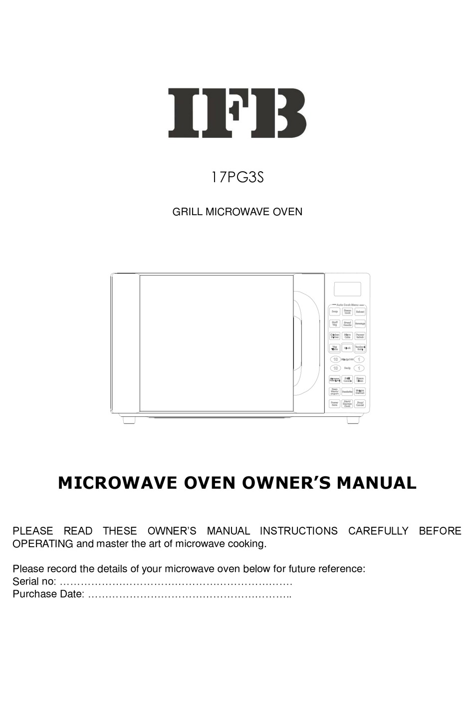 Ifb 17pg3s Owner S Manual Pdf Download Manualslib
