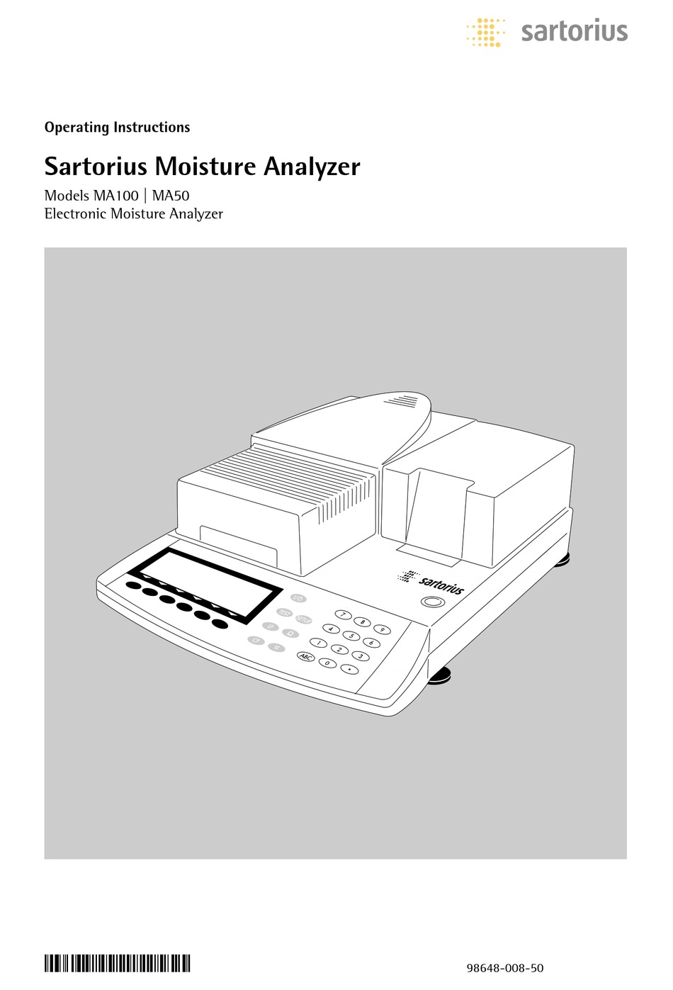 SARTORIUS MA100 OPERATING INSTRUCTIONS MANUAL Pdf Download ManualsLib