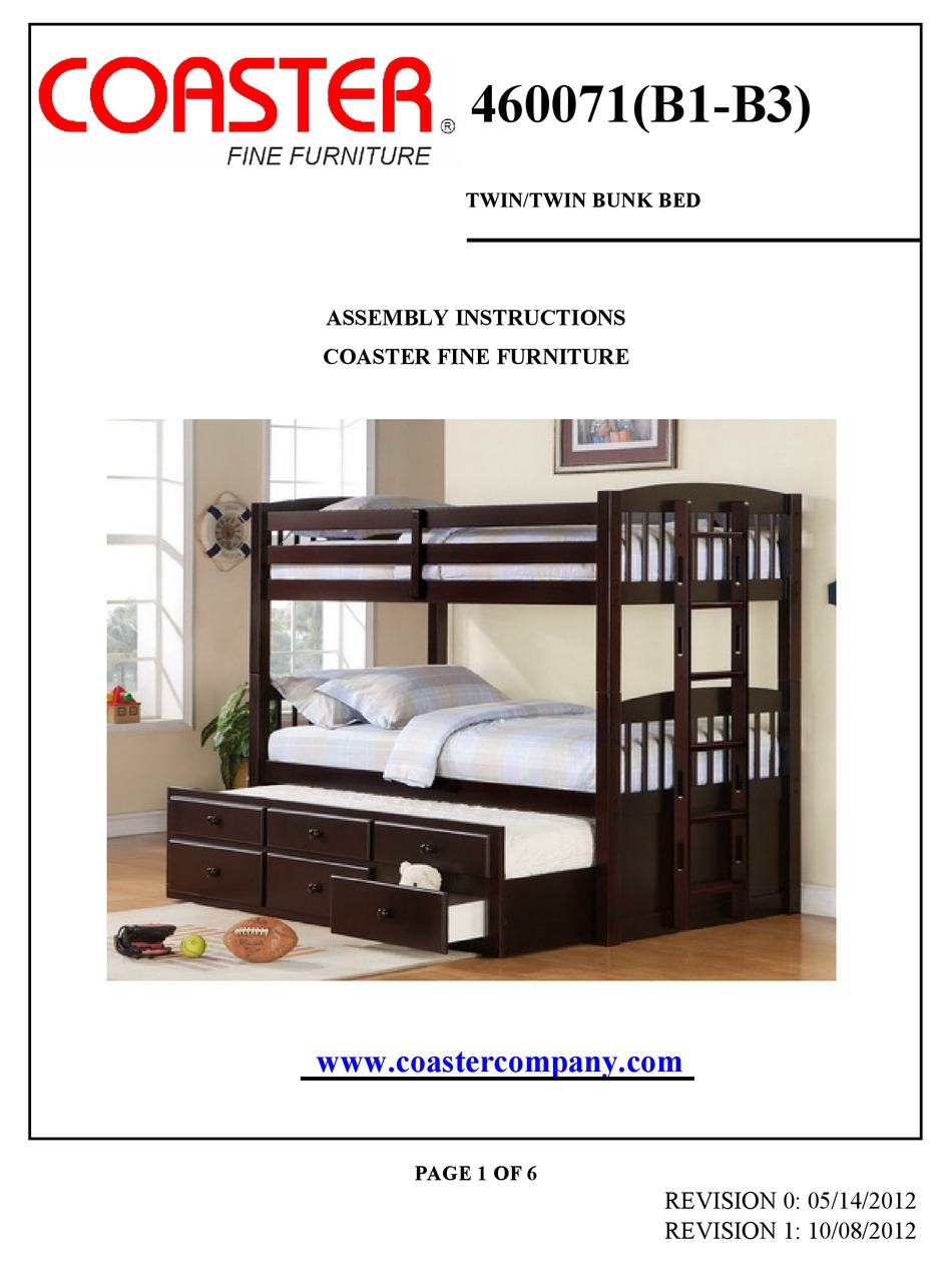 Coaster 460071 Assembly Instructions, Coaster Bunk Bed Assembly Instructions