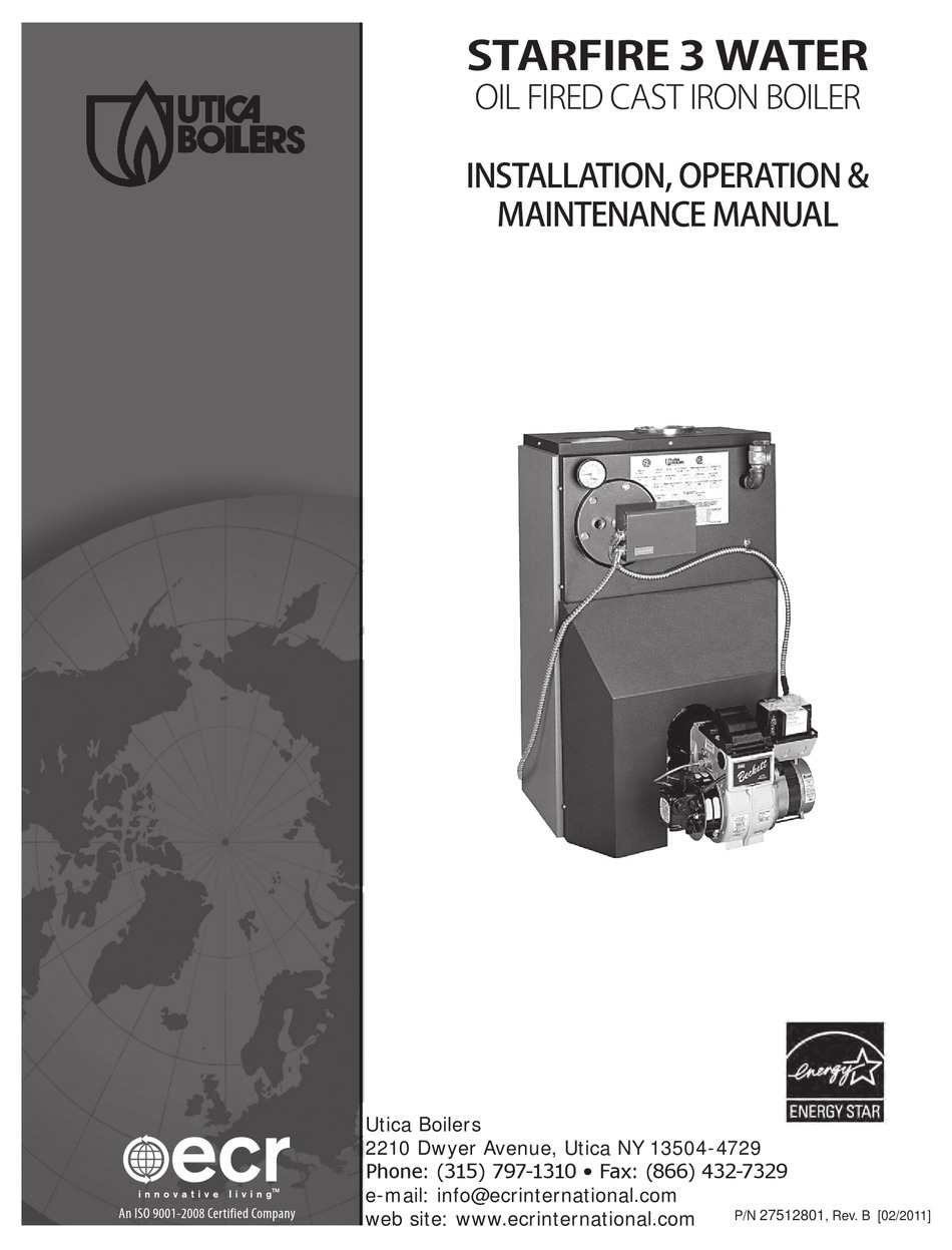 UTICA BOILERS STARFIRE 3 WATER INSTALLATION, OPERATION & MAINTENANCE