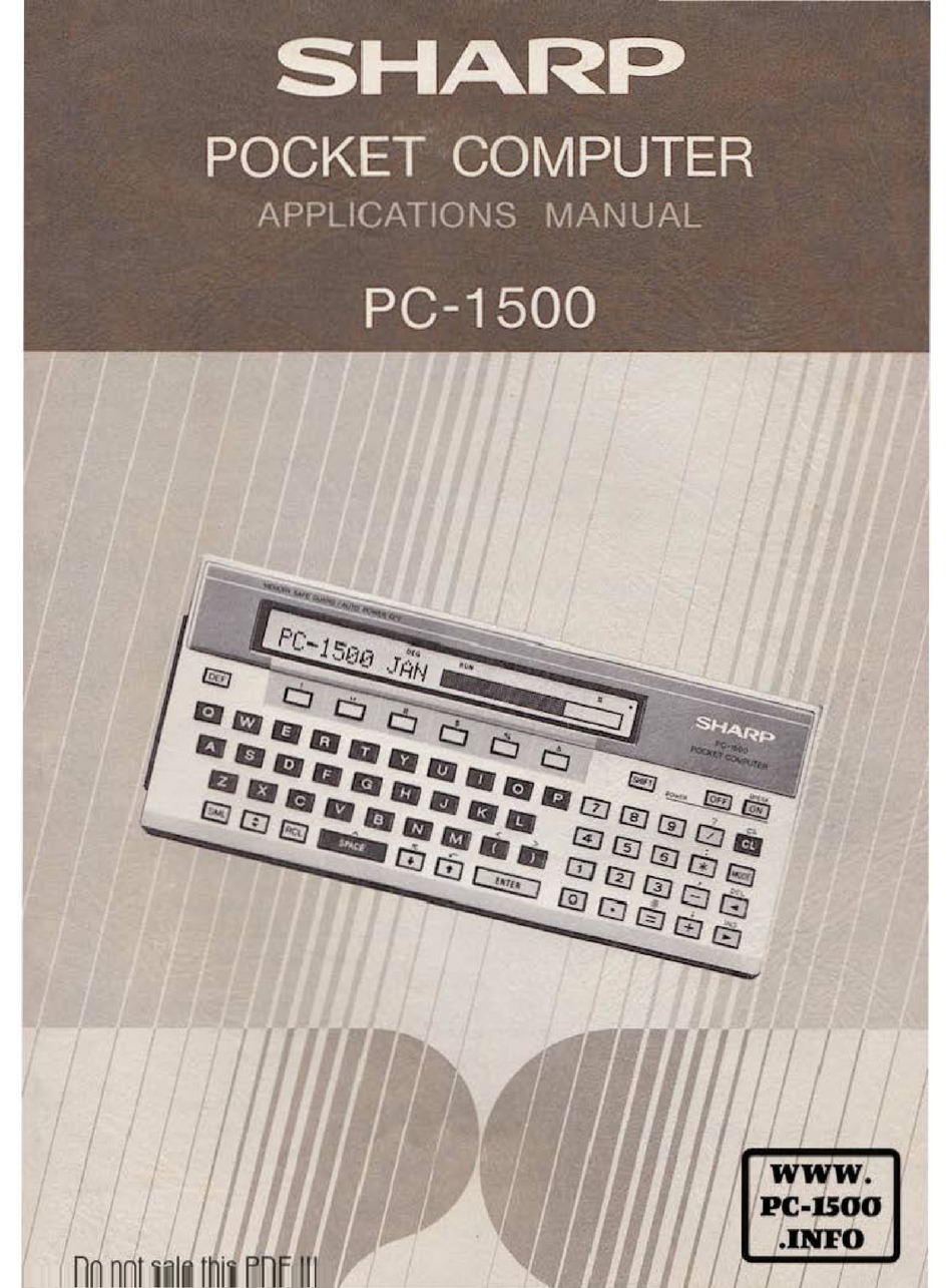 Sharp Pc 1500 Applications Manual Pdf Download Manualslib