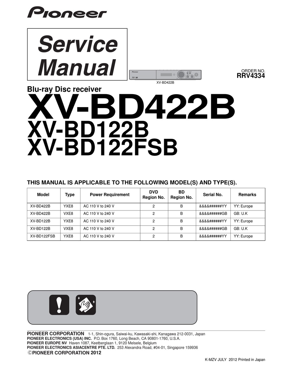 Pioneer Xv 122b Service Manual Pdf Download Manualslib