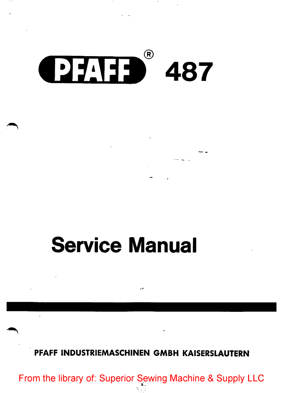 PFAFF 487 SERVICE MANUAL Pdf Download ManualsLib