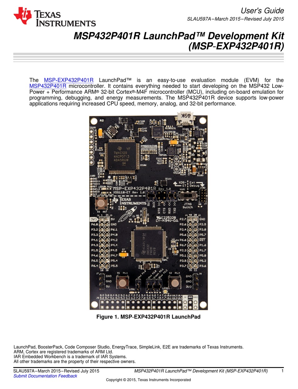 TEXAS INSTRUMENTS MSP432P401R USER MANUAL Pdf Download | ManualsLib