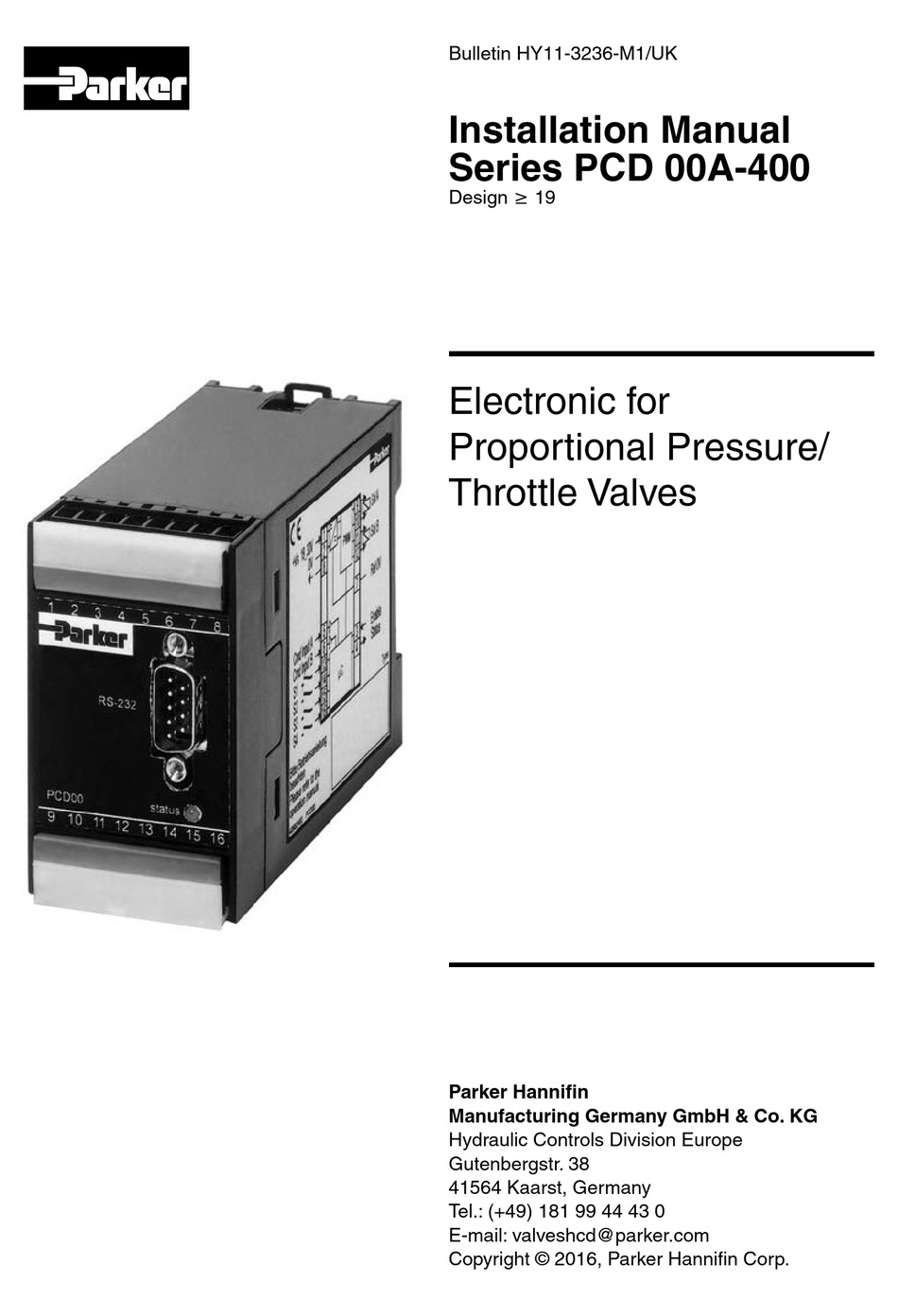 PARKER SERIES PCD 00A400 INSTALLATION MANUAL Pdf Download ManualsLib