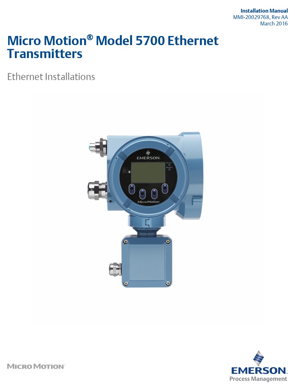 EMERSON MICRO MOTION 5700 INSTALLATION MANUAL Pdf Download | ManualsLib