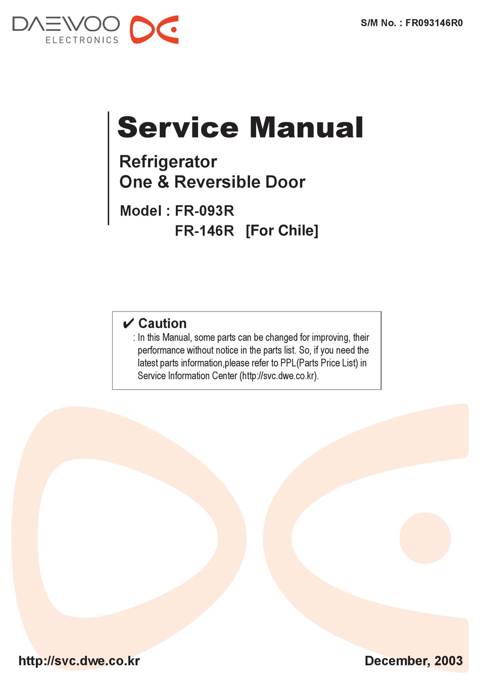 Daewoo Fr 093r Service Manual Pdf Download Manualslib