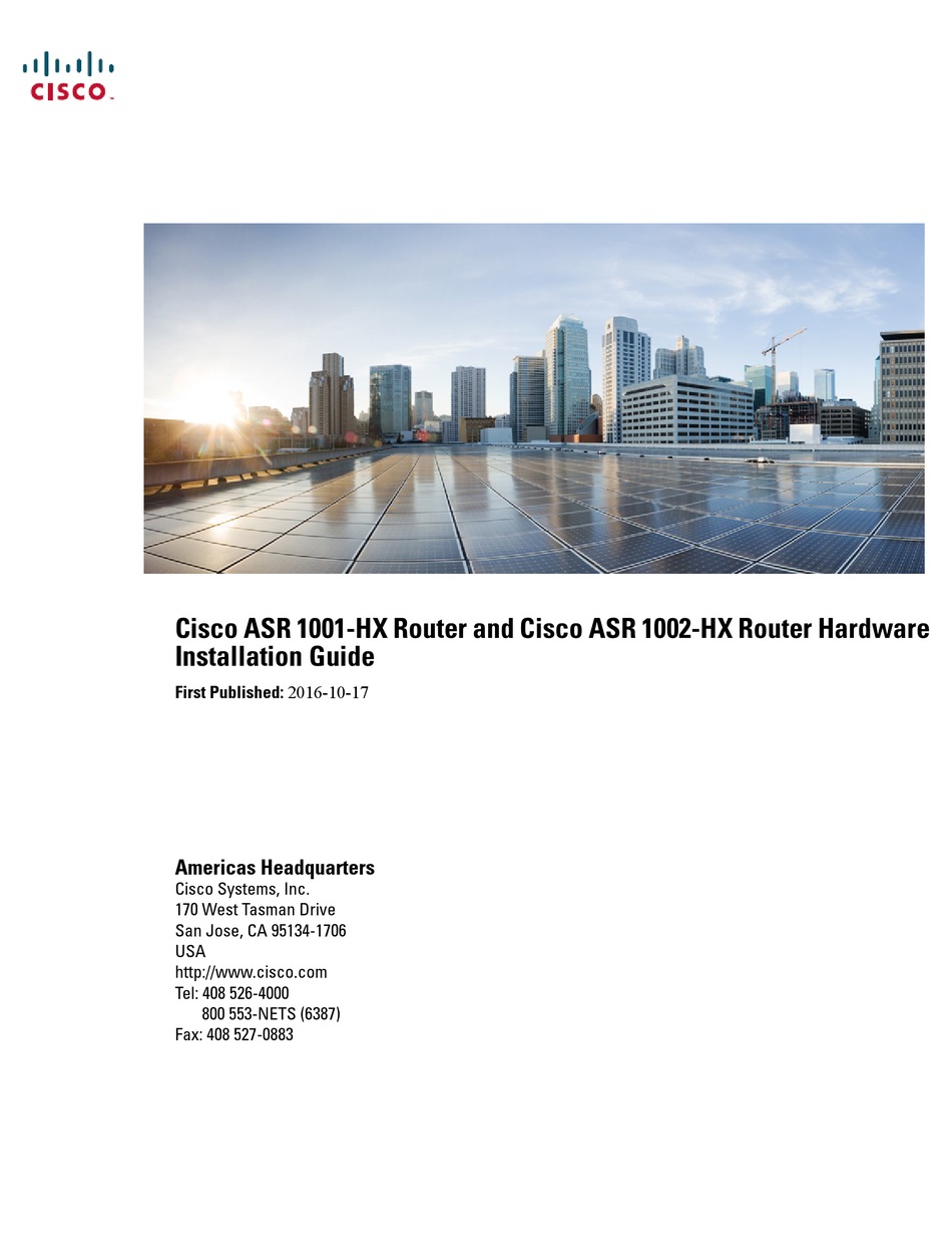 CISCO ASR 1001 HX HARDWARE INSTALLATION MANUAL Pdf Download ManualsLib