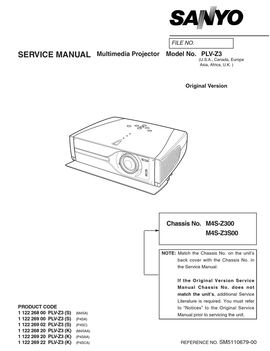 Sanyo Plv Z3 Service Manual Pdf Download Manualslib