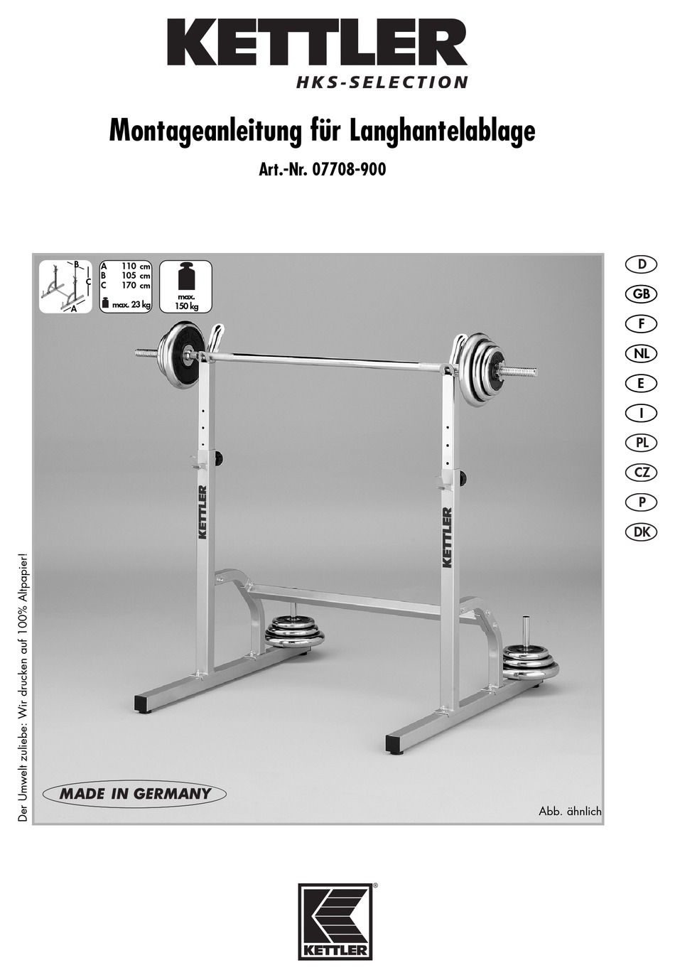 KETTLER 07708-900 ASSEMBLY INSTRUCTIONS MANUAL Pdf Download | ManualsLib