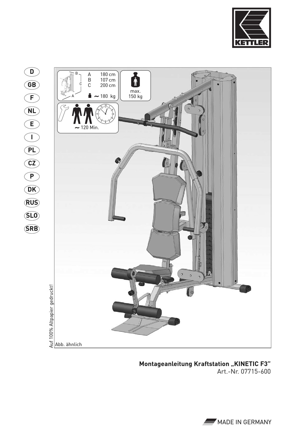 KETTLER F3 07715600 IMPORTANT INSTRUCTIONS MANUAL Pdf Download