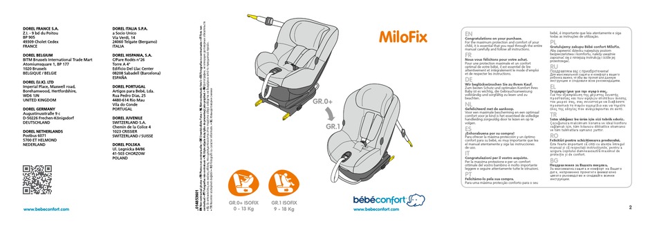 Bebe Confort Milofix User Manual Pdf Download Manualslib