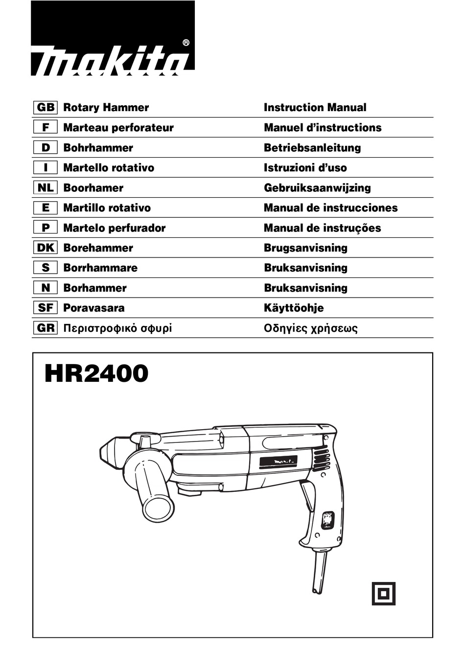 MAKITA HR2400 INSTRUCTION MANUAL Pdf Download ManualsLib