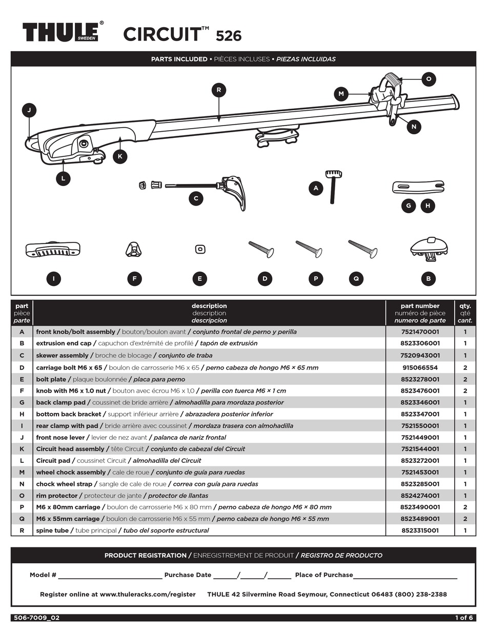 THULE CIRCUIT 526 MANUEL Pdf Download ManualsLib