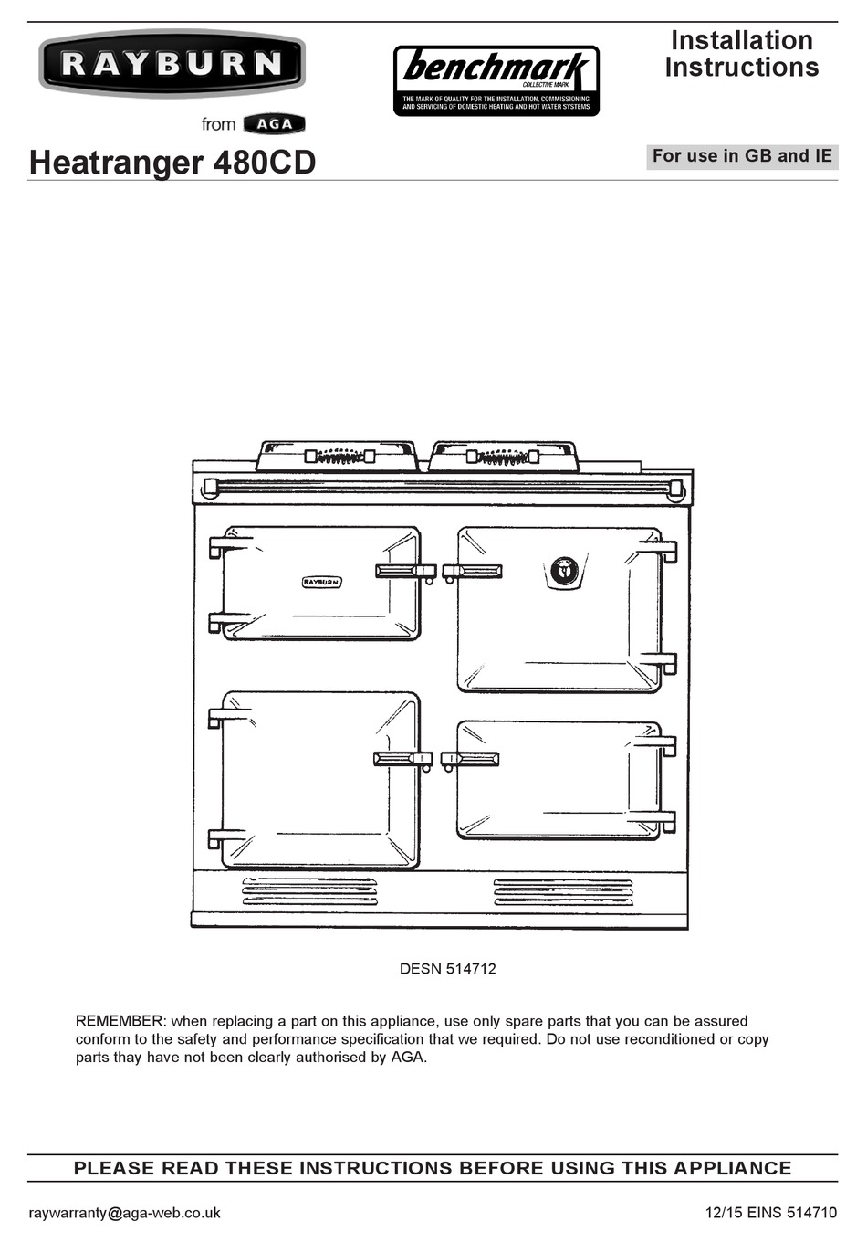 Rayburn Heatranger 480cd Installation Instructions Manual Pdf Download Manualslib