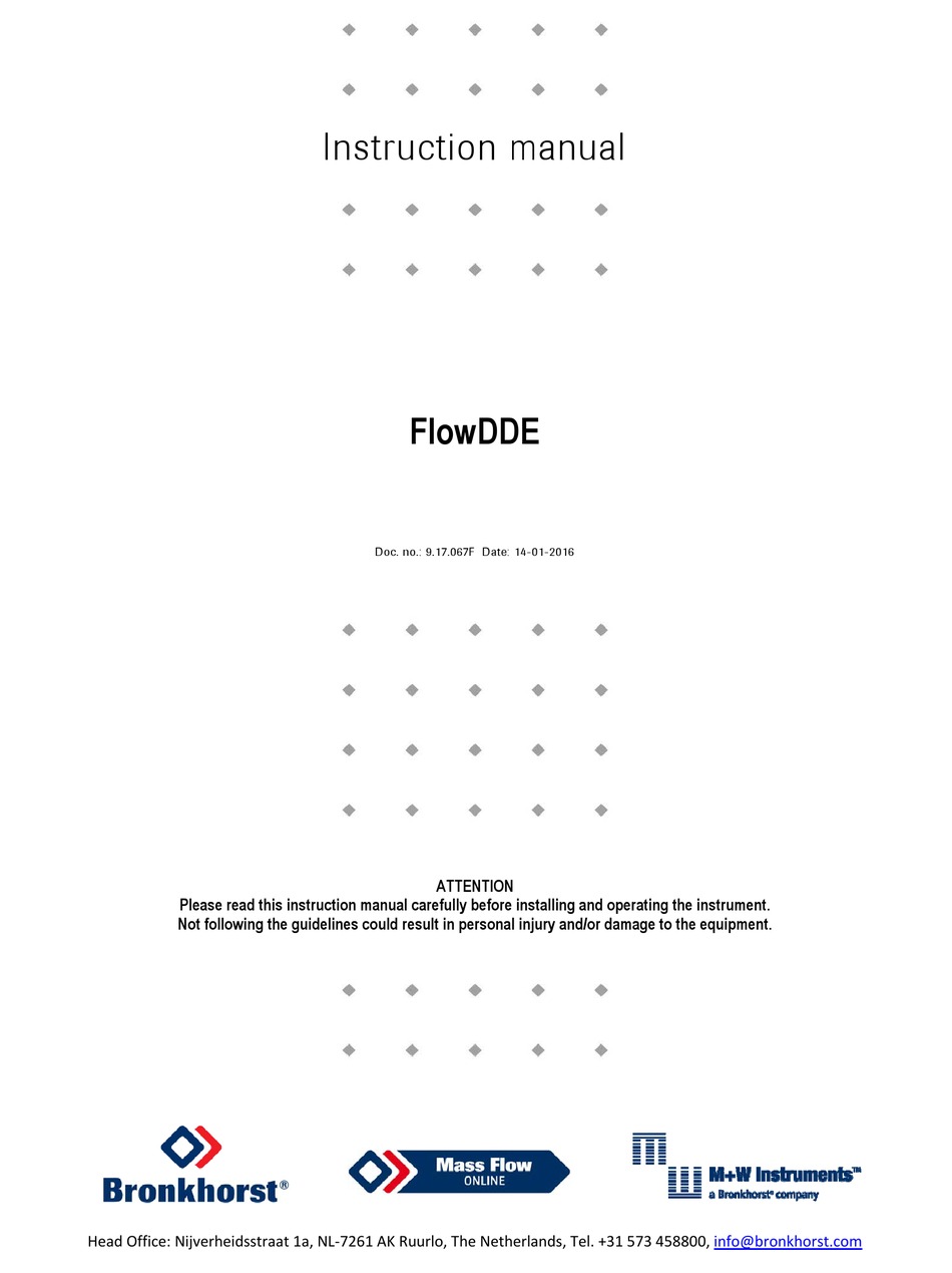 BRONKHORST FLOWDDE INSTRUCTION MANUAL Pdf Download | ManualsLib