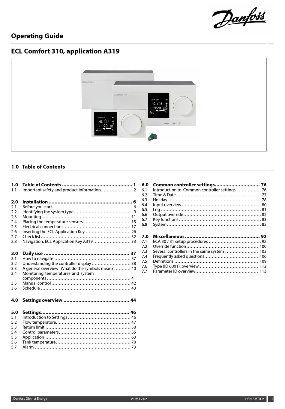 DANFOSS ECL COMFORT 310 OPERATING MANUAL Pdf Download | ManualsLib