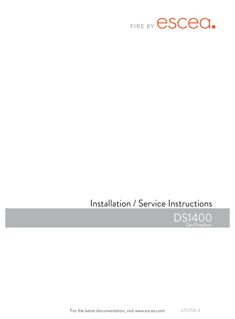 Escea Ds1400 Installation And Service Instructions Manual Pdf Download Manualslib