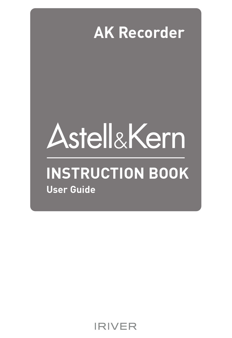 ASTELL & KERN AK RECORDER INSTRUCTION BOOK Pdf Download ManualsLib