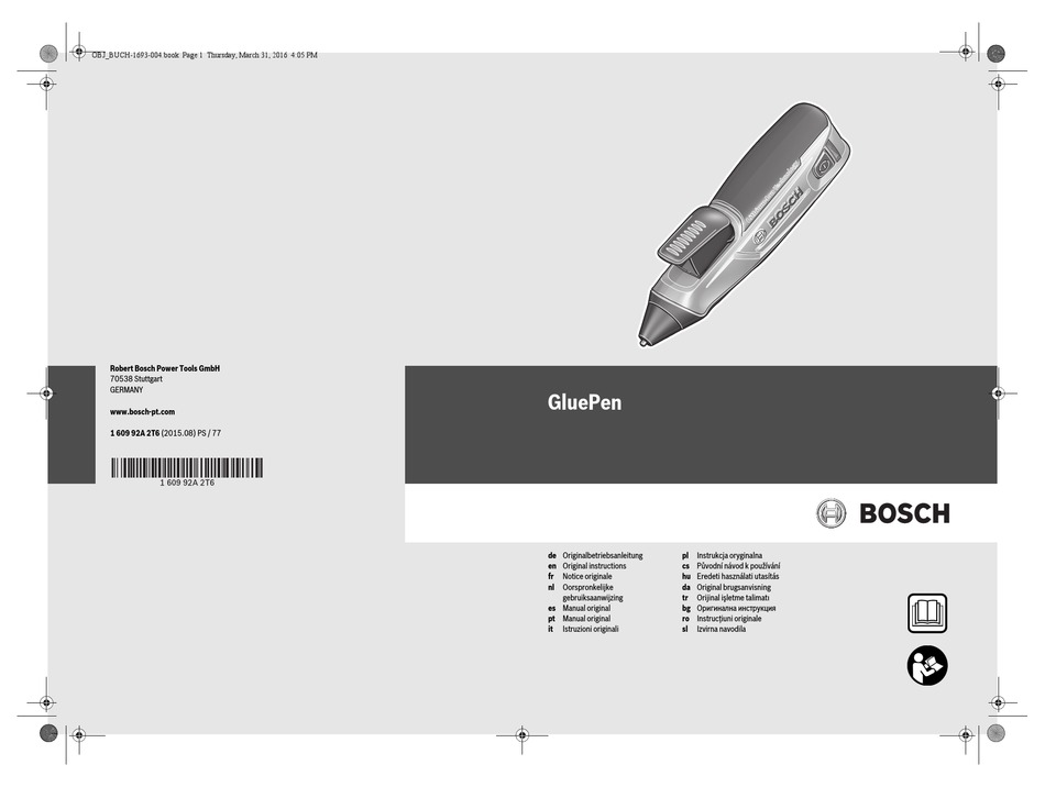 BOSCH GLUEPEN ORIGINAL INSTRUCTIONS MANUAL Pdf Download | ManualsLib