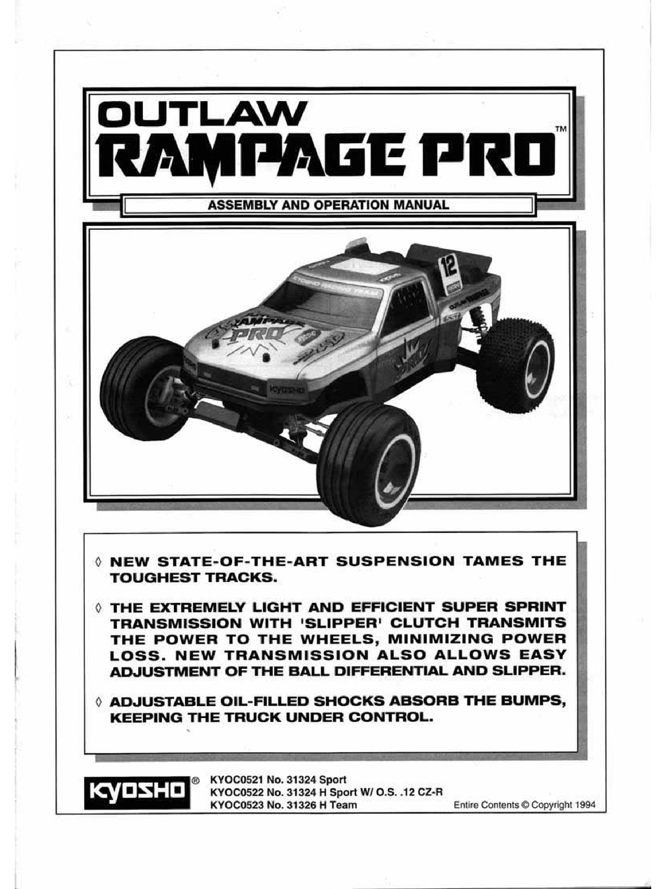 KYOSHO OUTLAW RAMPAGE PRO ASSEMBLY AND OPERATION MANUAL Pdf Download ...