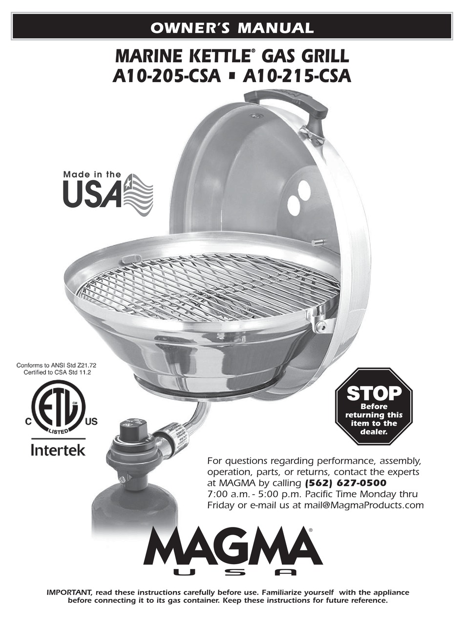 MAGMA A10205CSA OWNER'S MANUAL Pdf Download ManualsLib