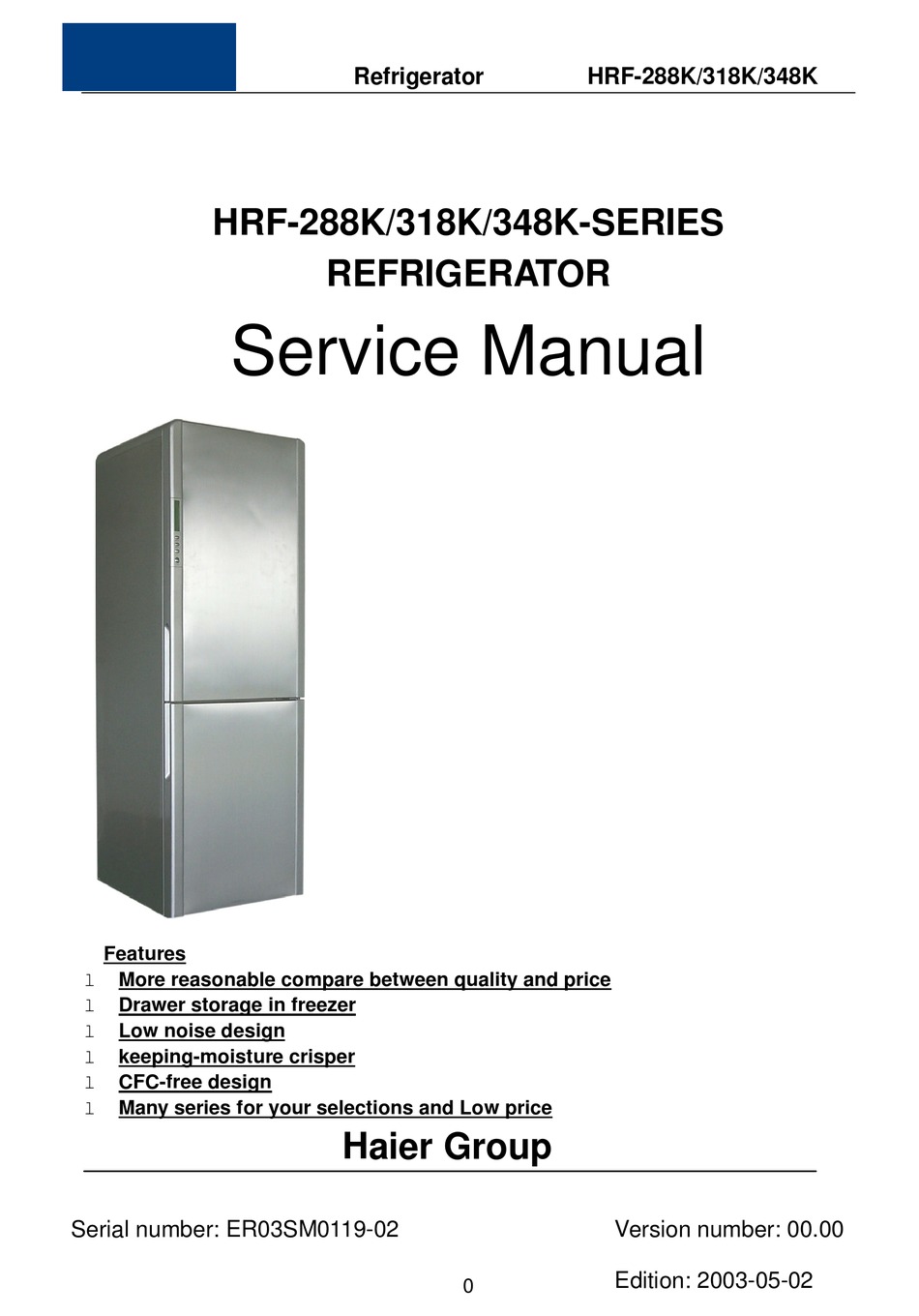 HAIER HRF-288K SERIES SERVICE MANUAL Pdf Download | ManualsLib