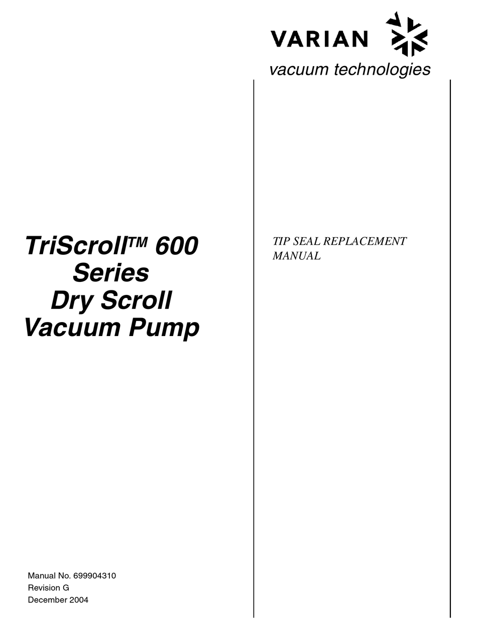 Varian Triscroll 600 Series Manual Pdf Download Manualslib