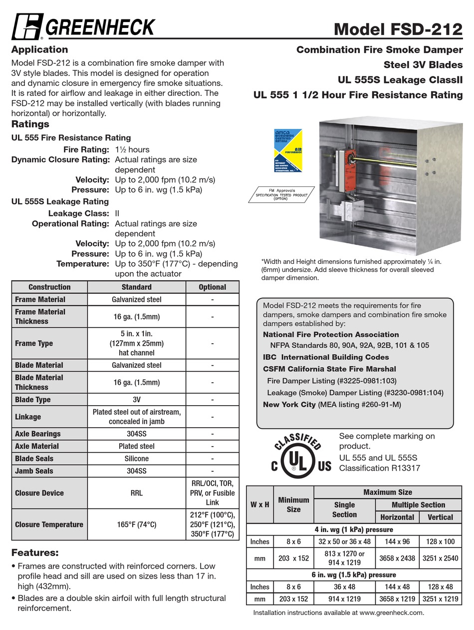 GREENHECK FSD212 USER MANUAL Pdf Download ManualsLib