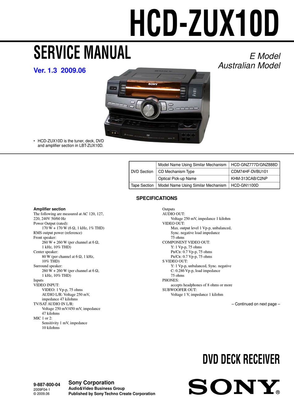 Sony Hcd Zux10d Service Manual Pdf Download Manualslib