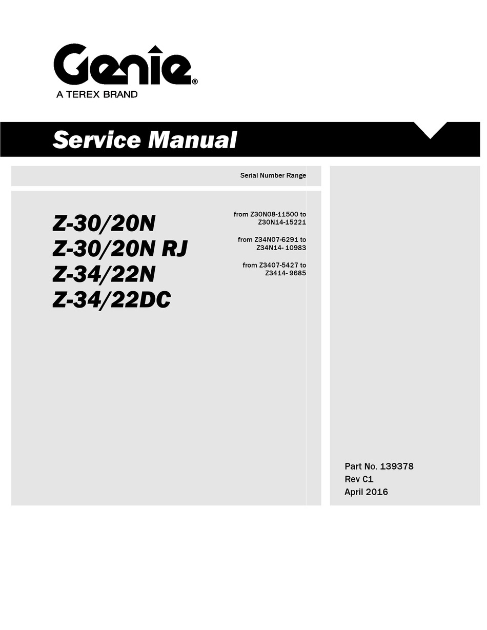 Genie Z 30 20n Service Manual Pdf Download Manualslib