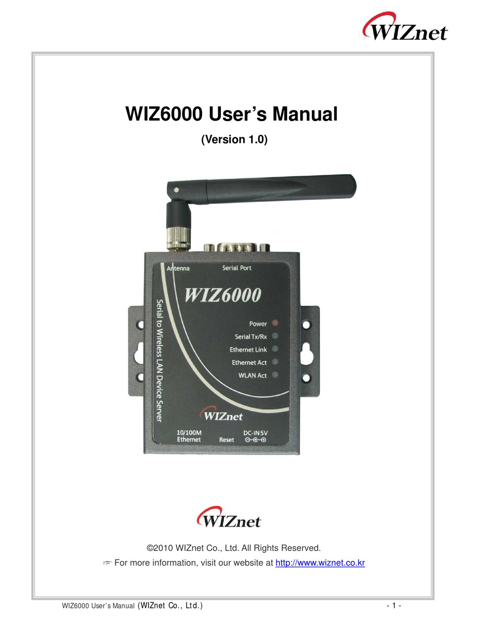 WIZNET WIZ6000 USER MANUAL Pdf Download | ManualsLib