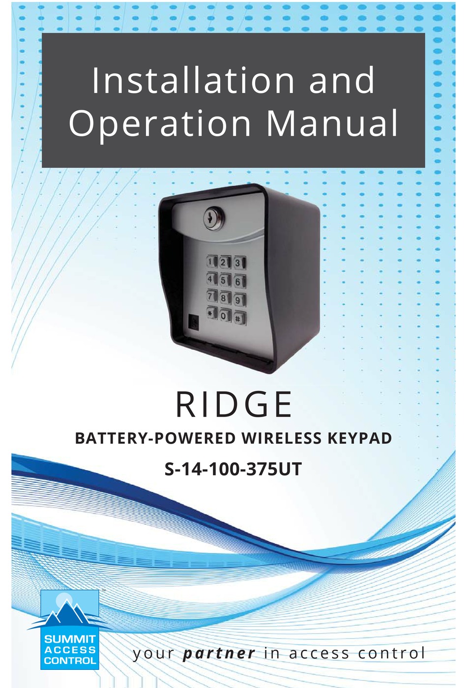 RIDGE S14100375UT INSTALLATION AND OPERATION MANUAL Pdf Download