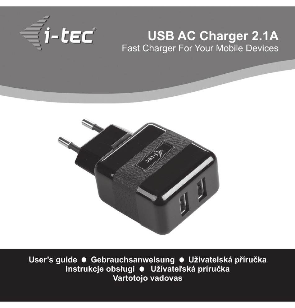 I-TEC USB AC CHARGER 2.1A USER MANUAL Pdf Download