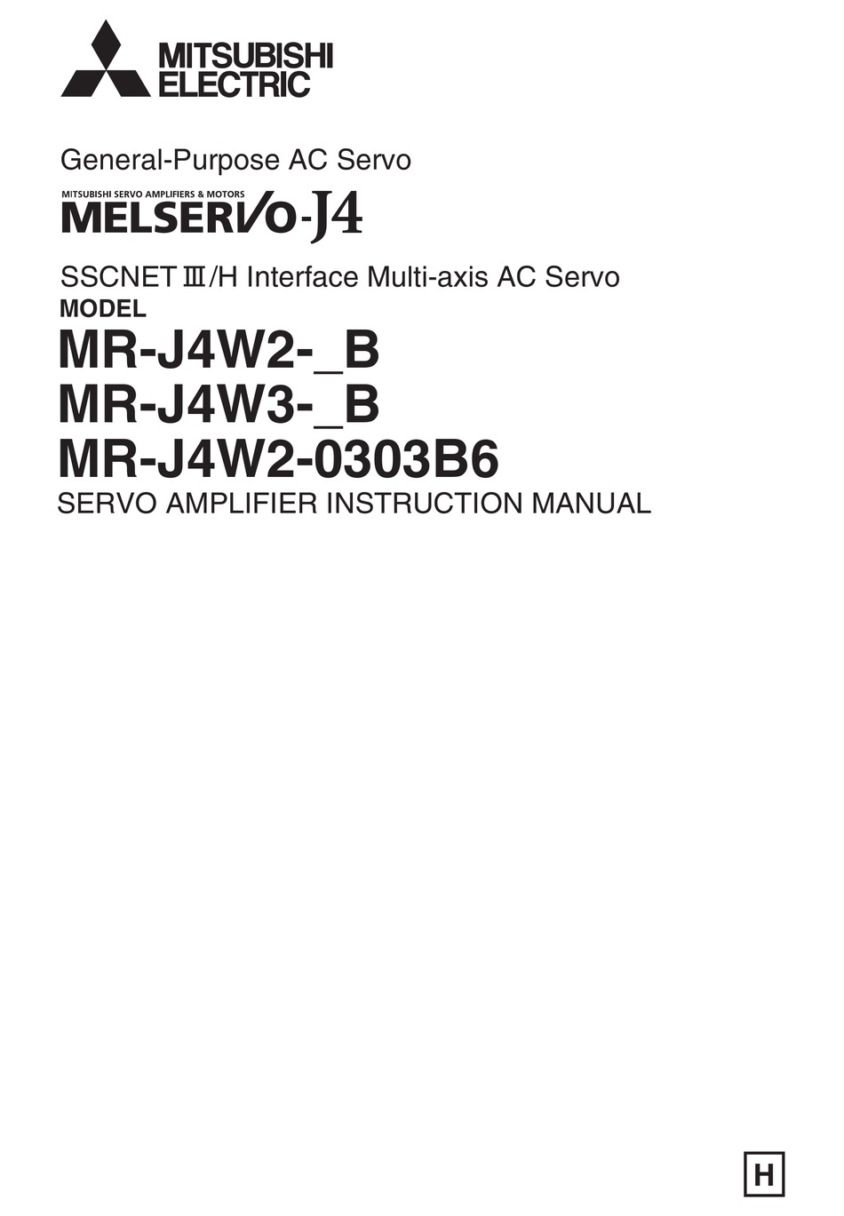 MITSUBISHI ELECTRIC MR-J4W2 INSTRUCTION MANUAL Pdf Download