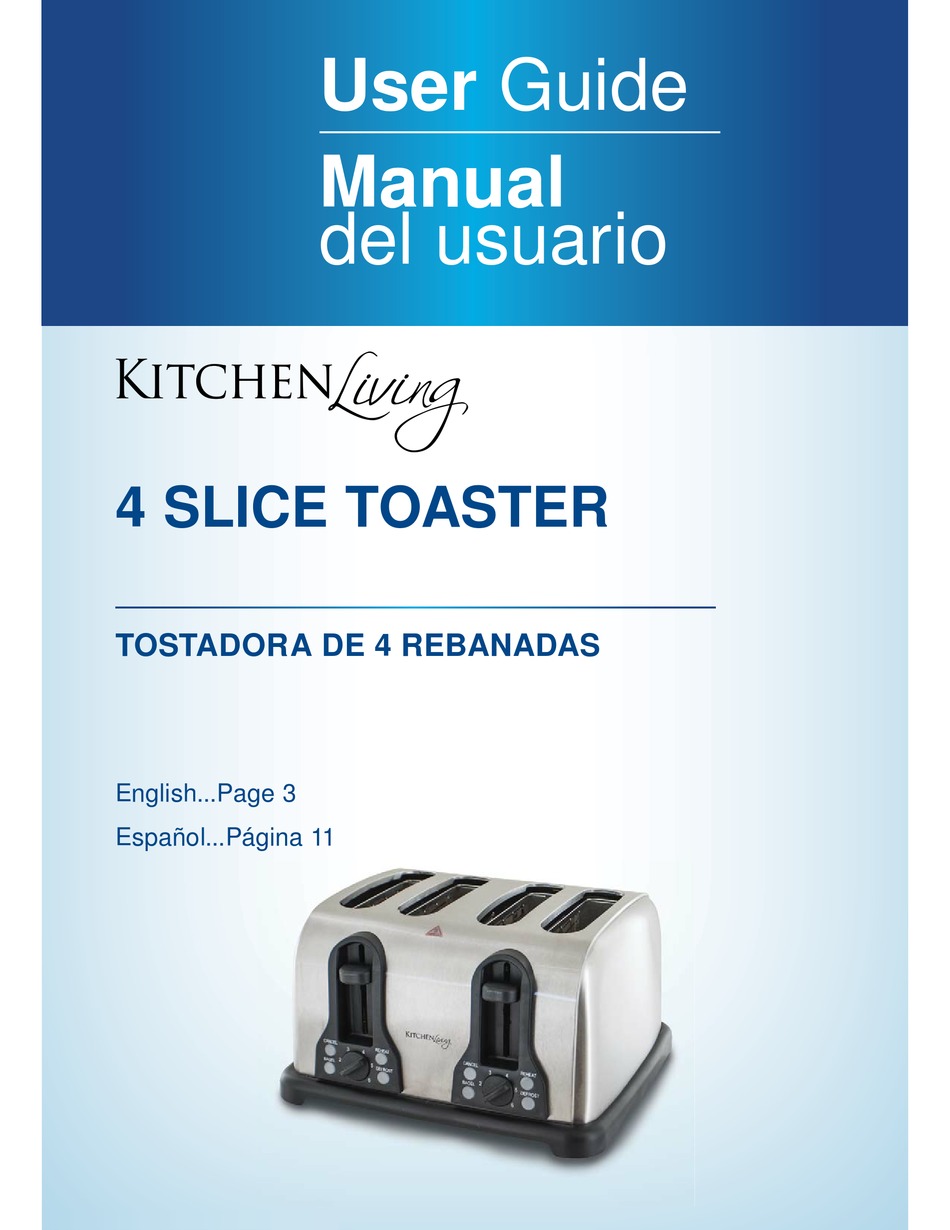 KITCHEN LIVING 4 SLICE TOASTER USER MANUAL Pdf Download ManualsLib