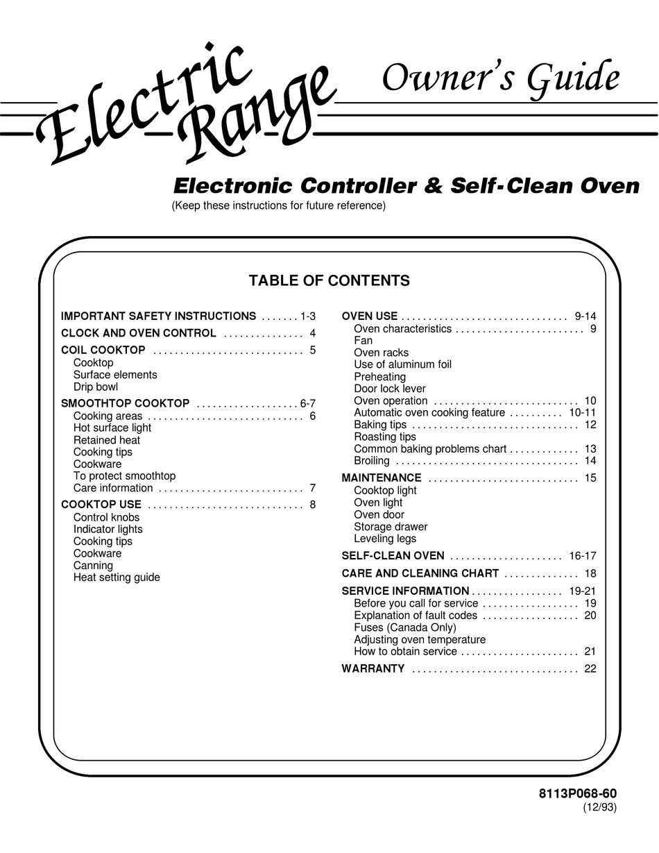 MAGIC CHEF 6898XVB OWNER'S MANUAL Pdf Download ManualsLib