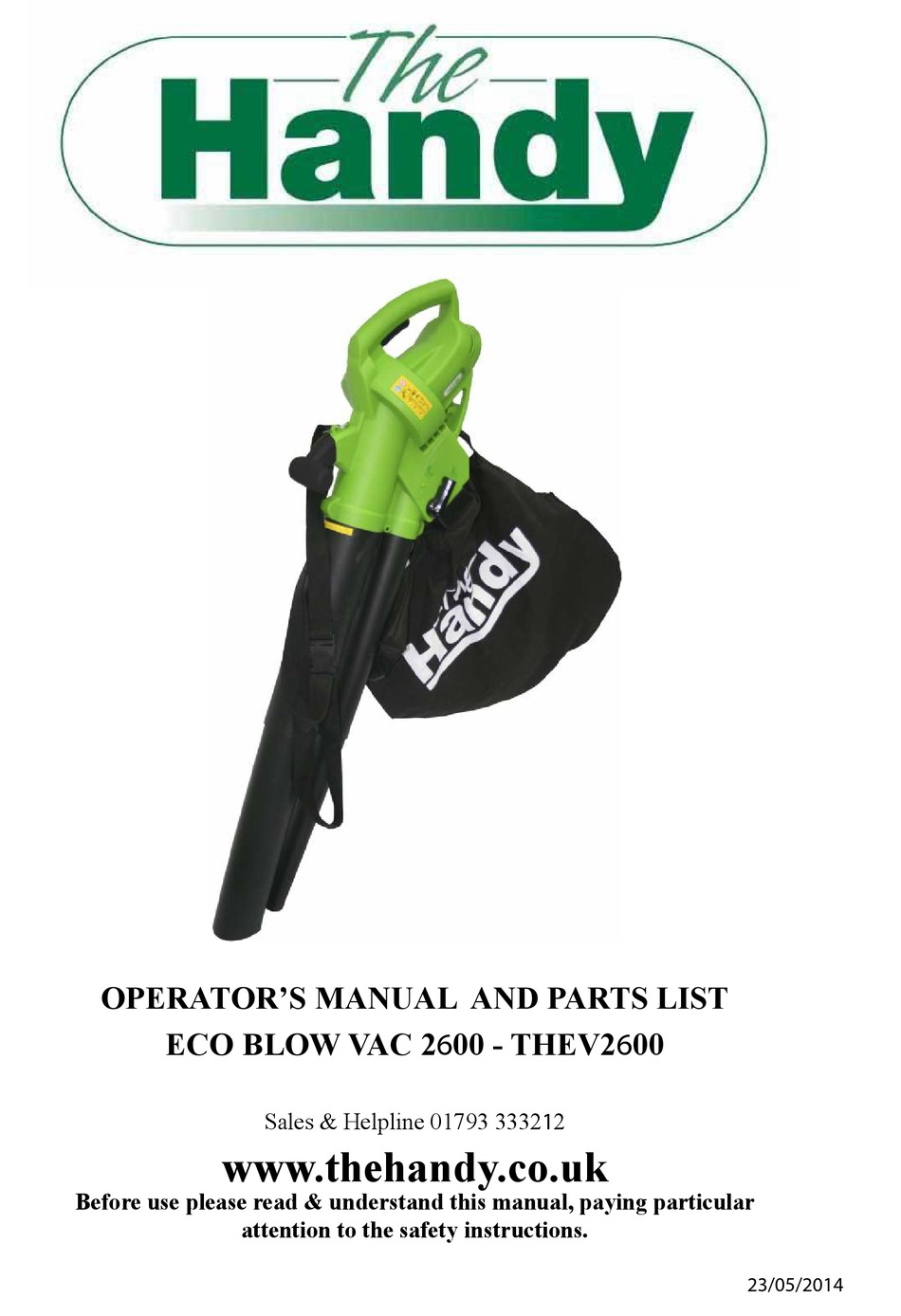 THE HANDY THEV2600 OPERATORS MANUAL AND PARTS LISTS Pdf Download ManualsLib