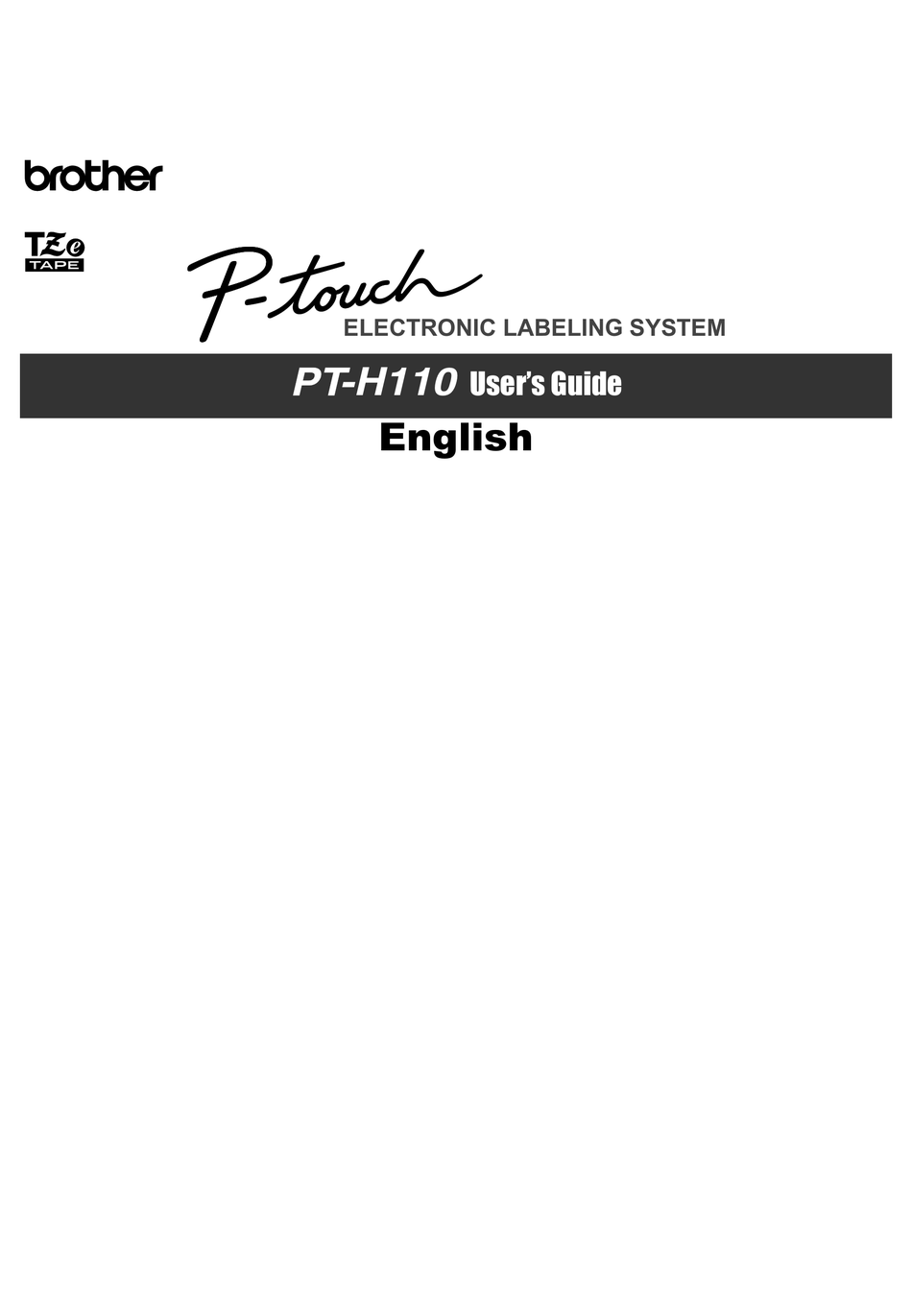 BROTHER P-TOUCH PT-H110 USER MANUAL Pdf Download | ManualsLib