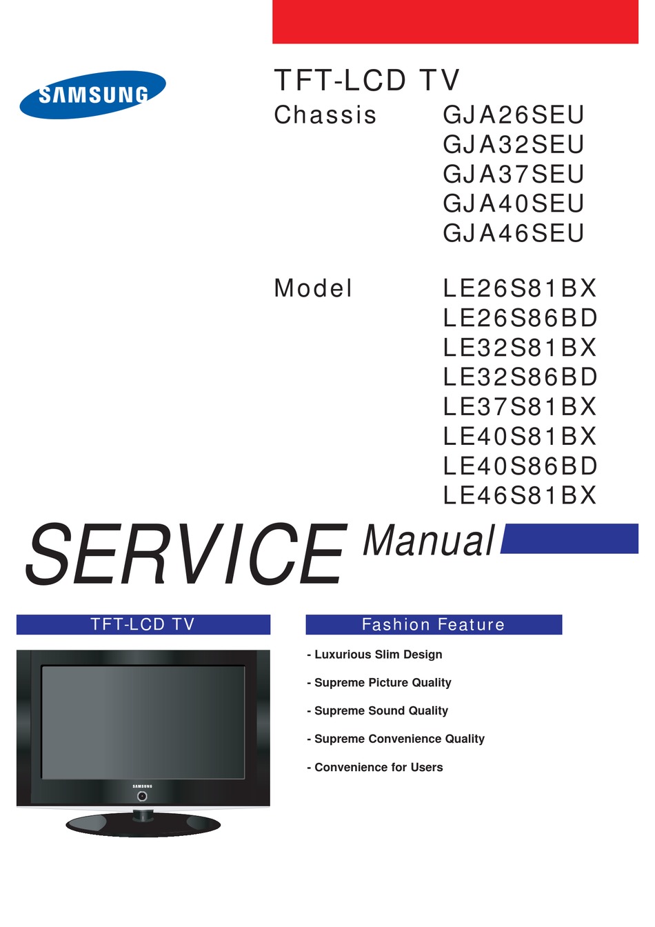 SAMSUNG LE26S81BX SERVICE MANUAL Pdf Download | ManualsLib