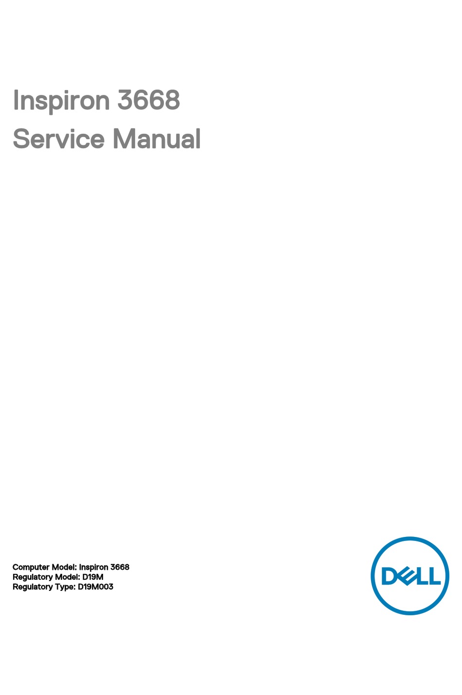 DELL INSPIRON 3668 SERVICE MANUAL Pdf Download | ManualsLib