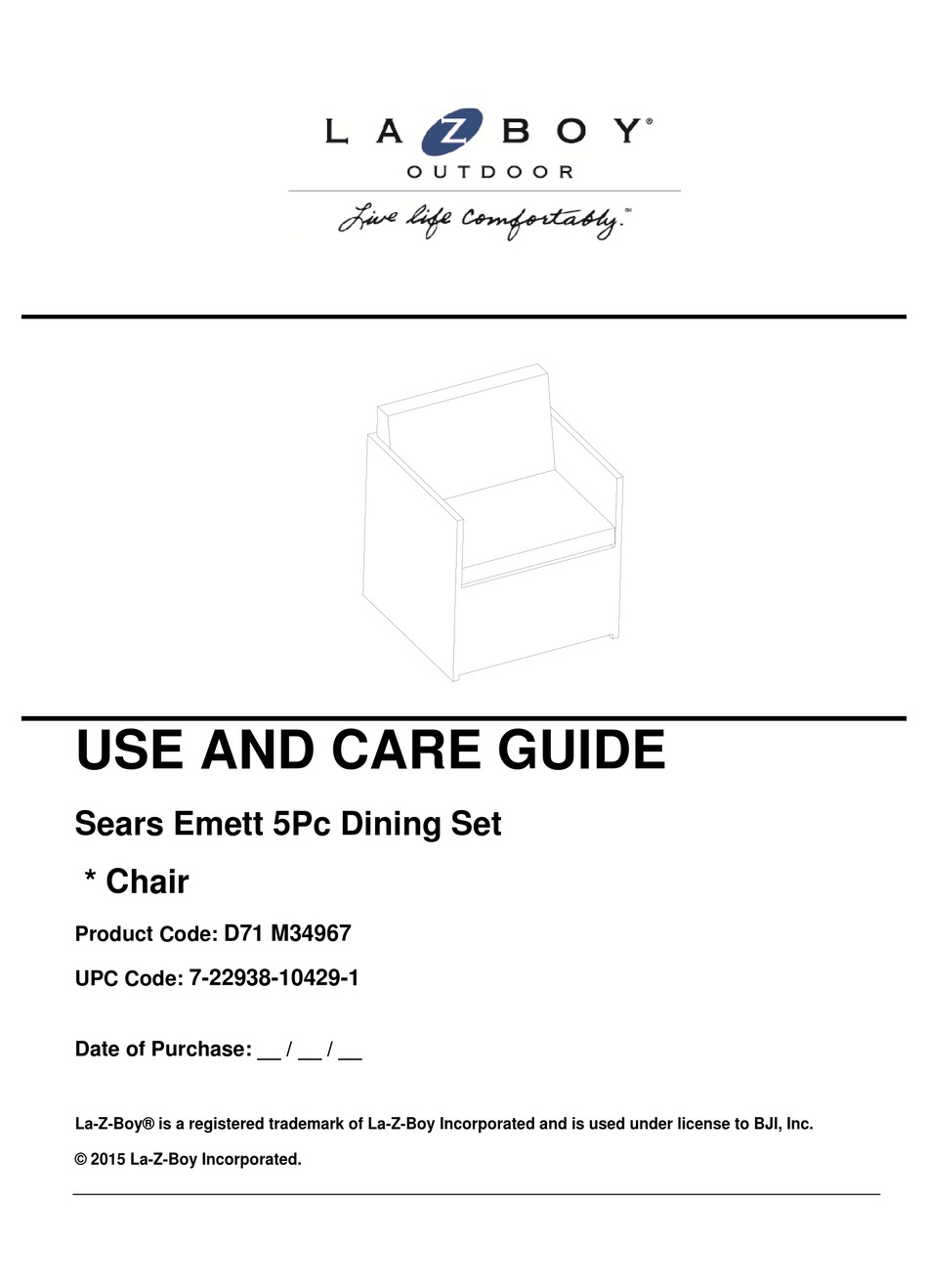 LAZBOY D71 M34967 USE AND CARE MANUAL Pdf Download ManualsLib