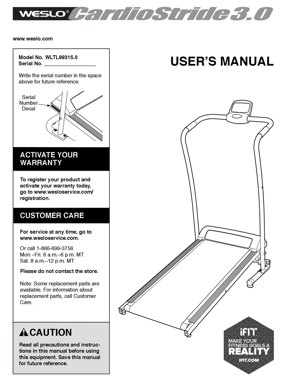 WESLO WLTL99315.0 USER MANUAL Pdf Download ManualsLib