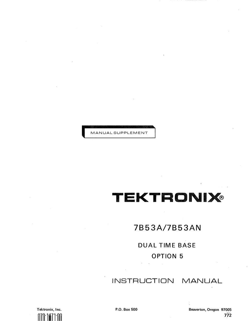 TEKTRONIX 7B53A INSTRUCTION MANUAL Pdf Download | ManualsLib