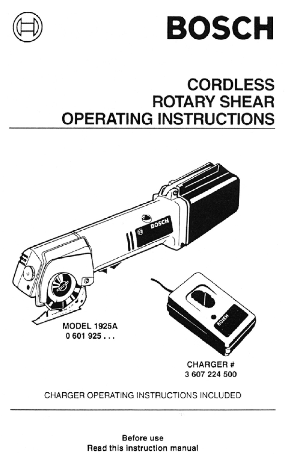 BOSCH 1925A OPERATING INSTRUCTIONS MANUAL Pdf Download ManualsLib