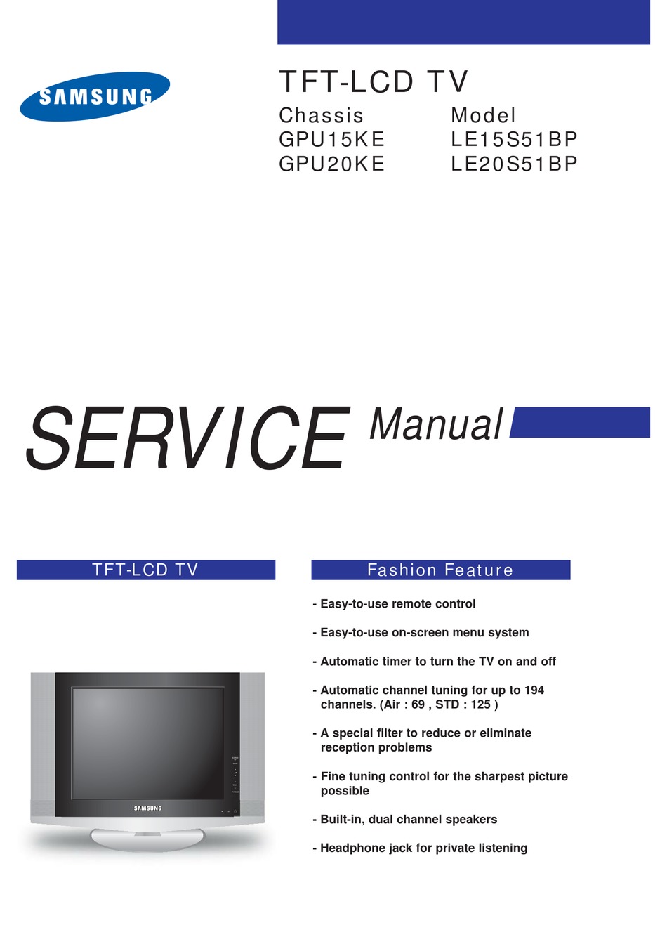 SAMSUNG LE15S51BP SERVICE MANUAL Pdf Download | ManualsLib