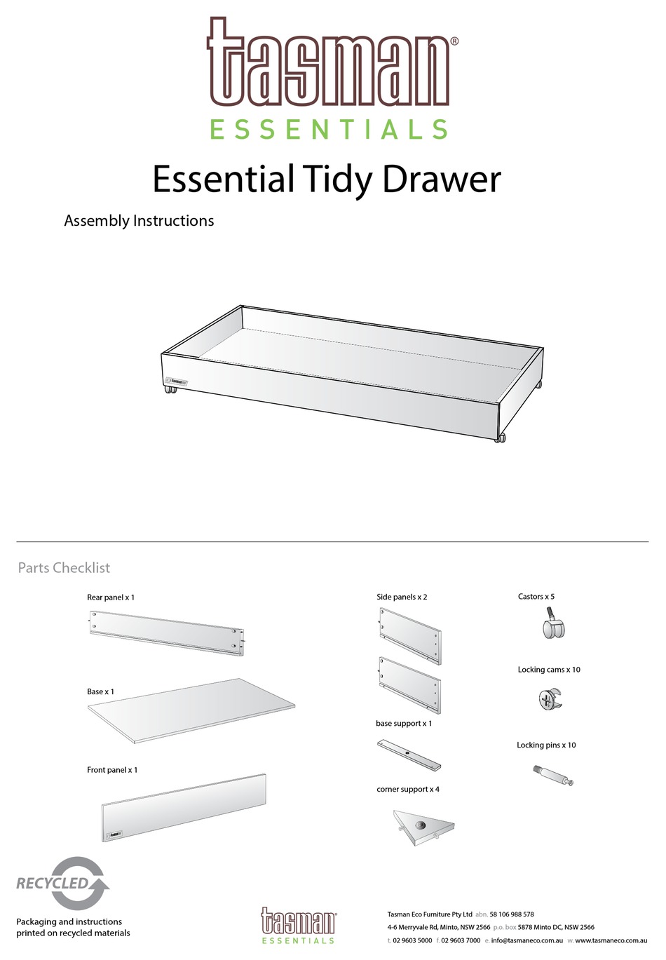 tasman eco tidy drawer