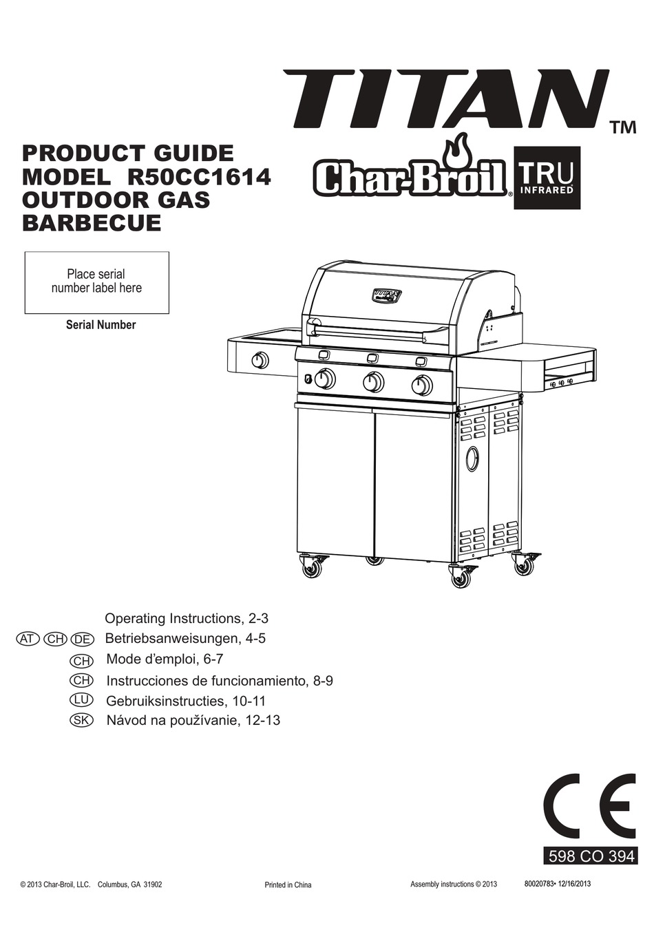 CHAR BROIL TITAN R50CC1614 PRODUCT MANUAL Pdf