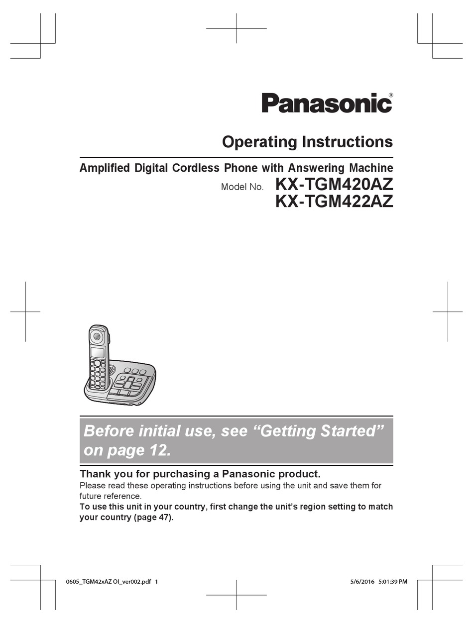 PANASONIC KX-TGM420AZ OPERATING INSTRUCTIONS MANUAL Pdf Download
