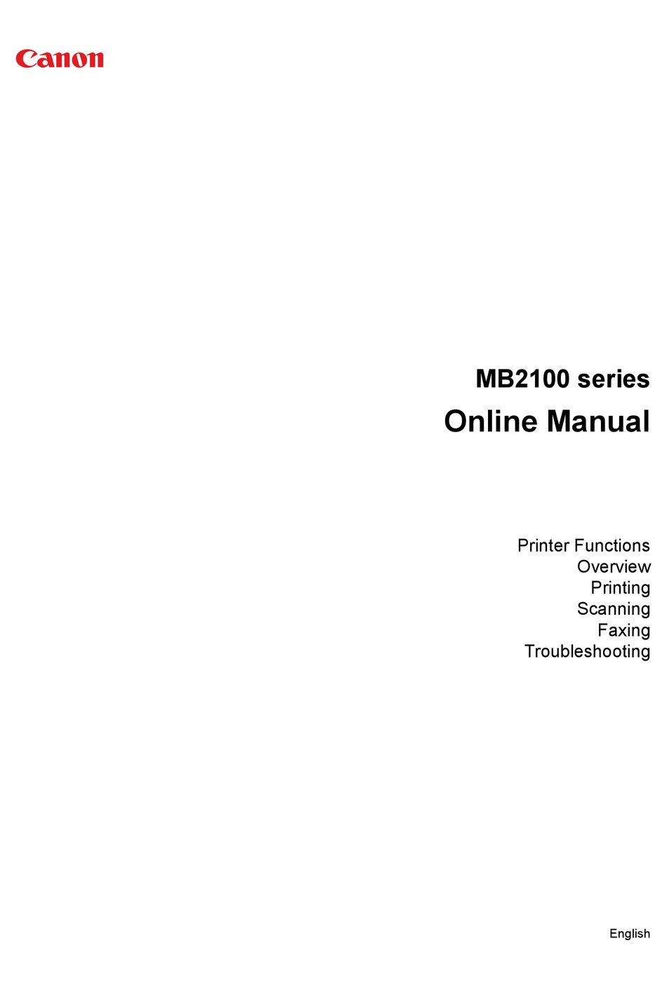 Usb Connection - Canon MB2100 Series 